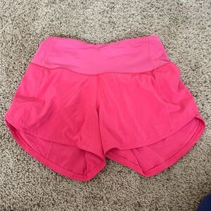 Lululemon Athletica Speed Ups Lined 4” Shorts Dark Prism Pink